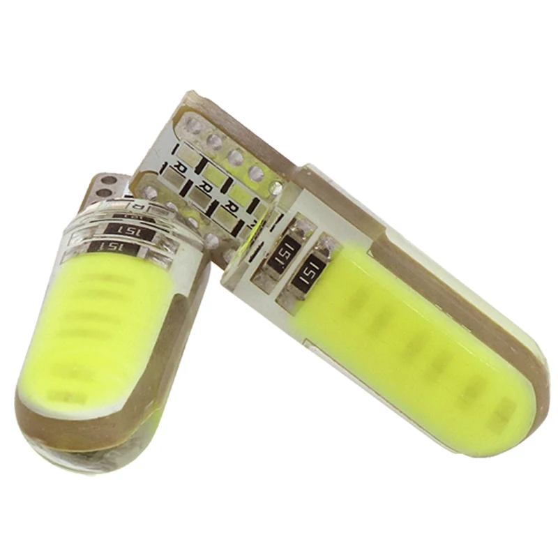

W5W 5W5 LED COB Silicone Signal Bulb 12V 7000K T10 COB LED Car Wedge Side Signal Plate License Interior Dome Reading Lamps White