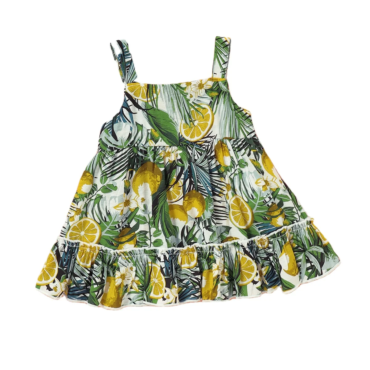 

2021 Kids Summer New Sleeveless Flower Cotton Dress Girls Boutique Clothes For 60-80cm, As pictures