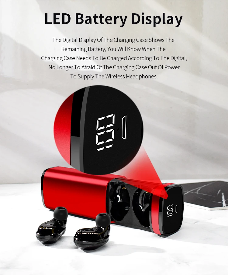 digital display tws Earphone Headphone Earbuds X23D customize - ANKUX.COM