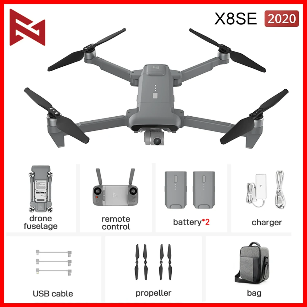 

FIMI X8 SE 2020 black combo Camera Drone RC Helicopter 8KM FPV x8se Drone 3-axis Gimbal 4K Camera HDR Video GPS RTF 35Mins