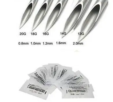 

stainless steel Disposable Sterile Body Piercing Needles Medical For Navel Nipple Ear Nose Lip 12G/14G/16G/18G/20G