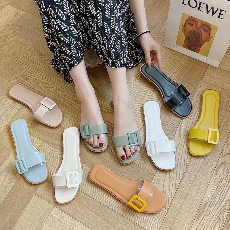 

women sandals Fashionable Summer Lovely Lady Comfortable Open Toe Low Heel Buckle Flat Sandals, 7 colors
