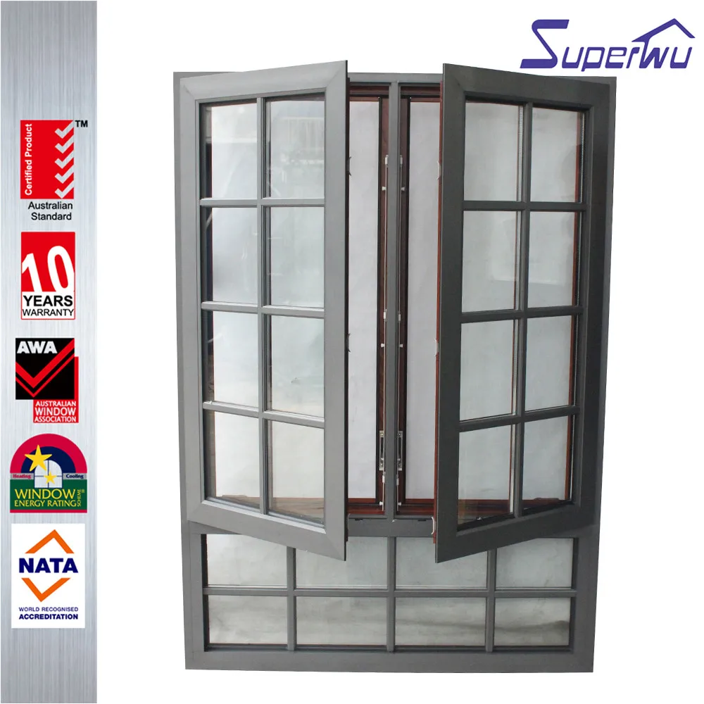 American design opening window two panels aluminium alloy casement window dual colored