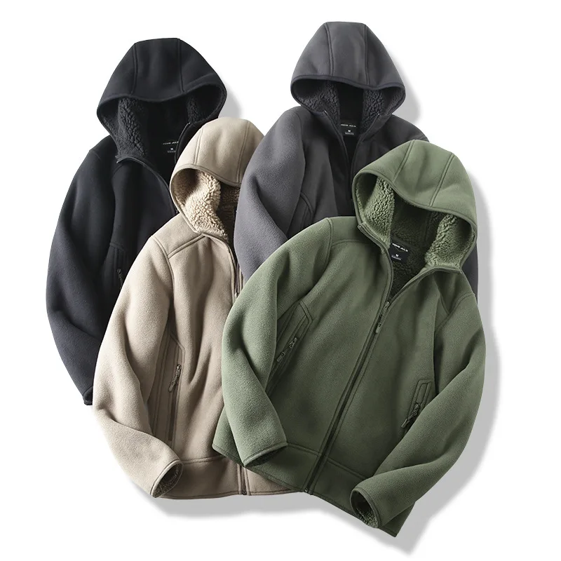 2023 Plain Color Zipper Hoodie Warm Sherpa Hoodie Zipper 480gsm Polyester Winter Zipper Hoodie