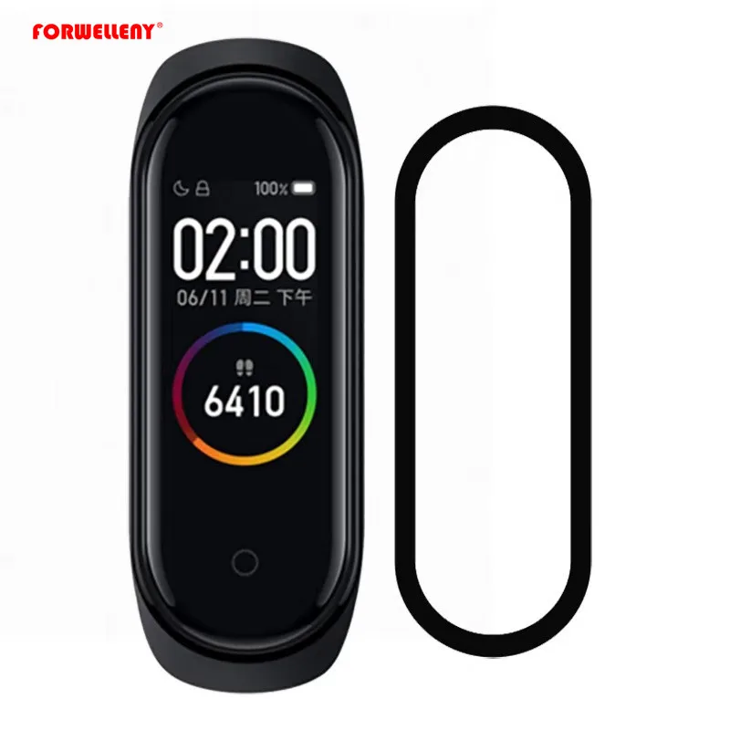 

2PCS 20D Curved Edge Protective for xiaomi mi band 5 Scratch-resistant miband 5 3D film Full cover HD screen protector, Black