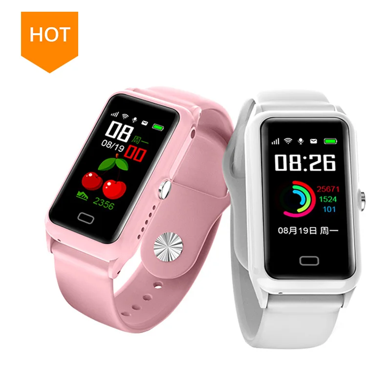 

New DS66 1.14inch 2G Child smart bracelet bluetooth IP66 heart rate blood pressure support SOS GPS WIFI mobile phone watch, Black pink white