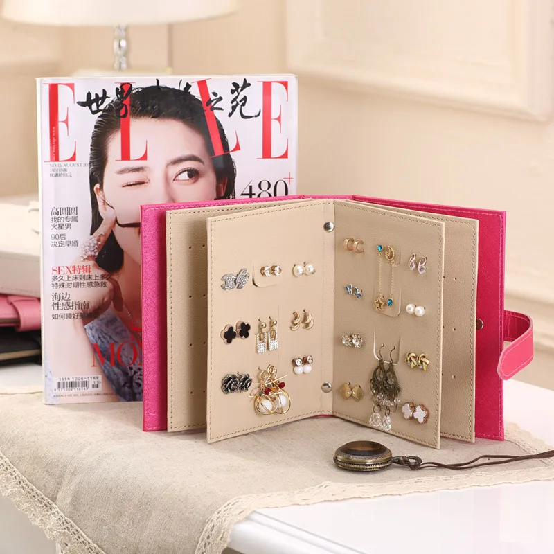 

Wholesale Jewelry Storage Book Small Velvet Jewelry Storage Case Necklace Earring Organizer Book, As picture