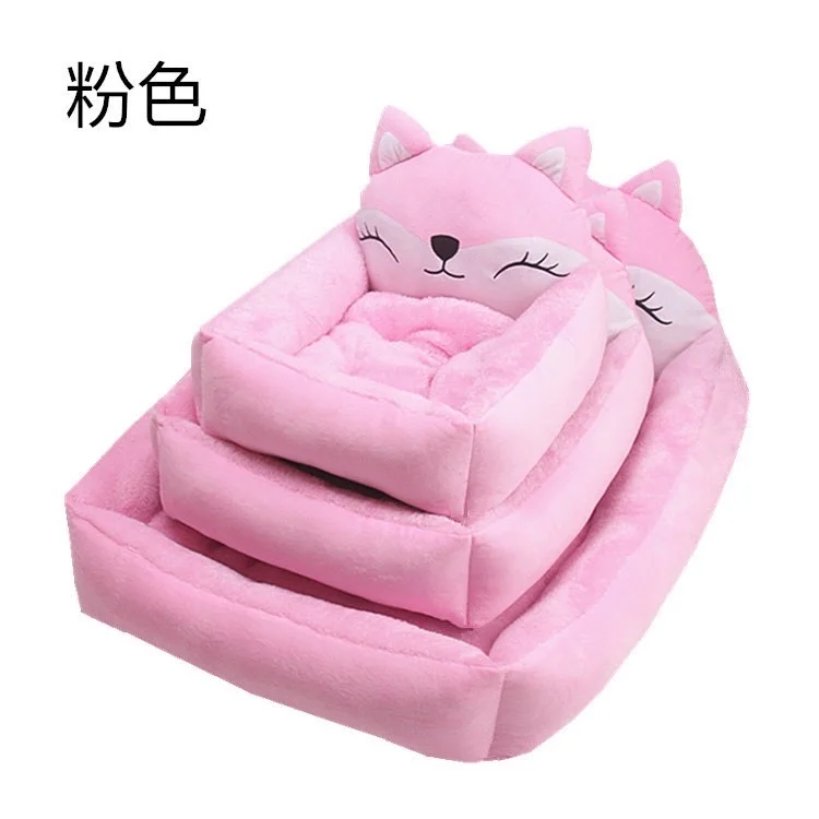 

Cute carton dog pet bed wholesale manufacturer soft luxury plush pet cushion round cat pet bed
