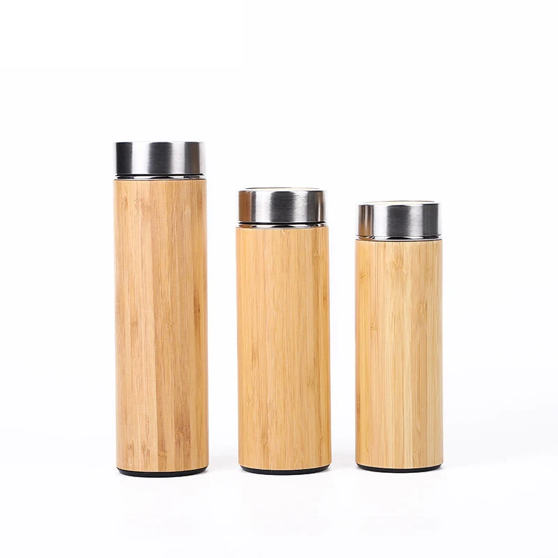 

BBA262 Lettering Custom 350ml/450ml/55ml Bamboo Shell Tea Cup with Filter Double-layer 304 Stainless Steel Vacuum Flask