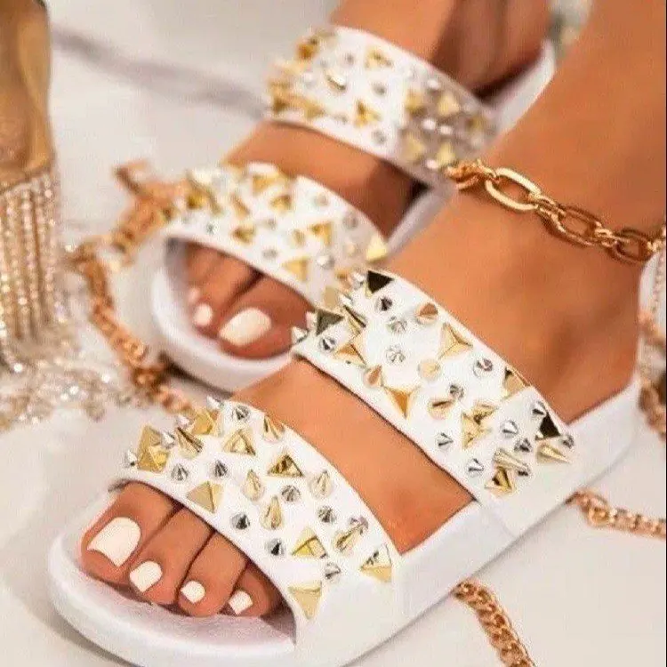 

New style Pvc Ladies Slippers Rivet Casual Woman Slipper Fashionable