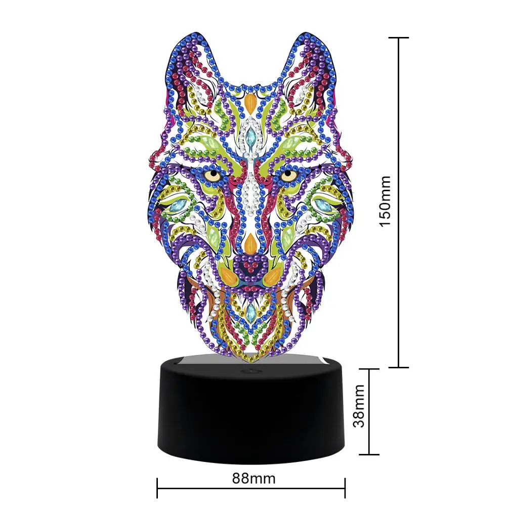 Creative DIY diamond painting animal table lamp acrylic led night light bedroom decoration DP05