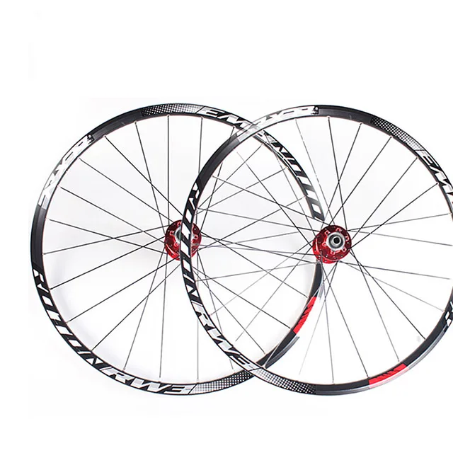 

RXR MTB Wheelset RW3 26" 27.5" 29" Mountain Bike wheel High-strength spokes 7-11 Speed Cassette 24H Hub Thru Axle QR Wheelsets, Red/black