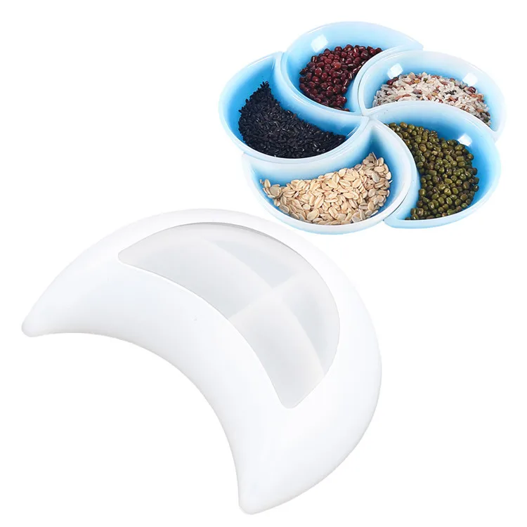 

Y2197 Shiny moon shaped silicone dish plate tray molds for diy, White