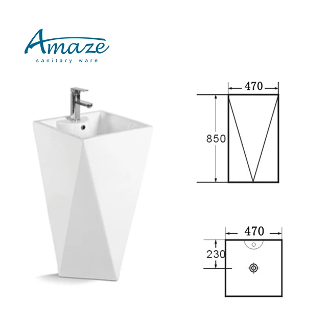 Amaze White Ceramic Bathroom Pedestal Wash Hand Basin supplier