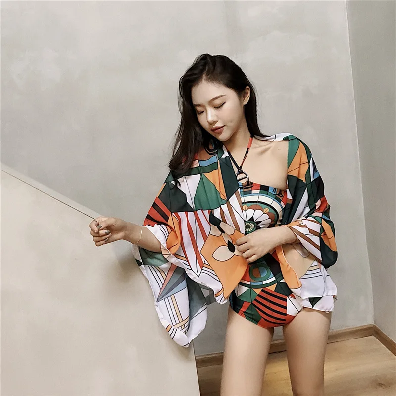 

YZ-0402 Female Swimsuit Bikini Size Chest Hot Spring Holiday One Piece Sexy Swimsuit 2021