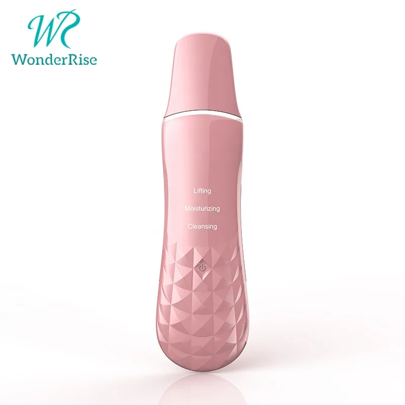 

3 in 1 Electric Portable Heating Sonic Face Cleaning Skin Lifting Ultrasonic Skin Scrubber, Pink/ white