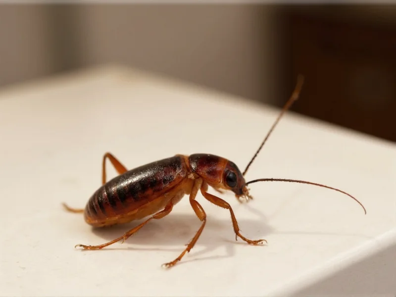Close-up of German cockroach on kitchen counter