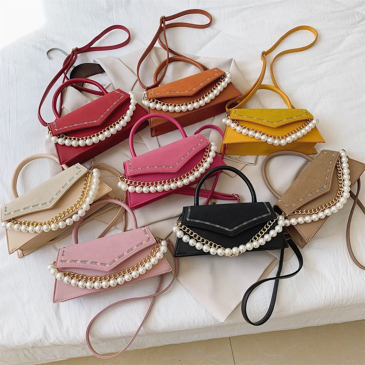 

Pearl chain hand bag purses new fashion versatile one-shoulder woman tote bags cross-body bags women handbag, 8colors