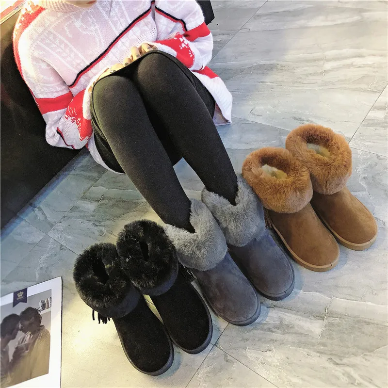 

2021 women winter snow ankle boots fashion tassel snow boot