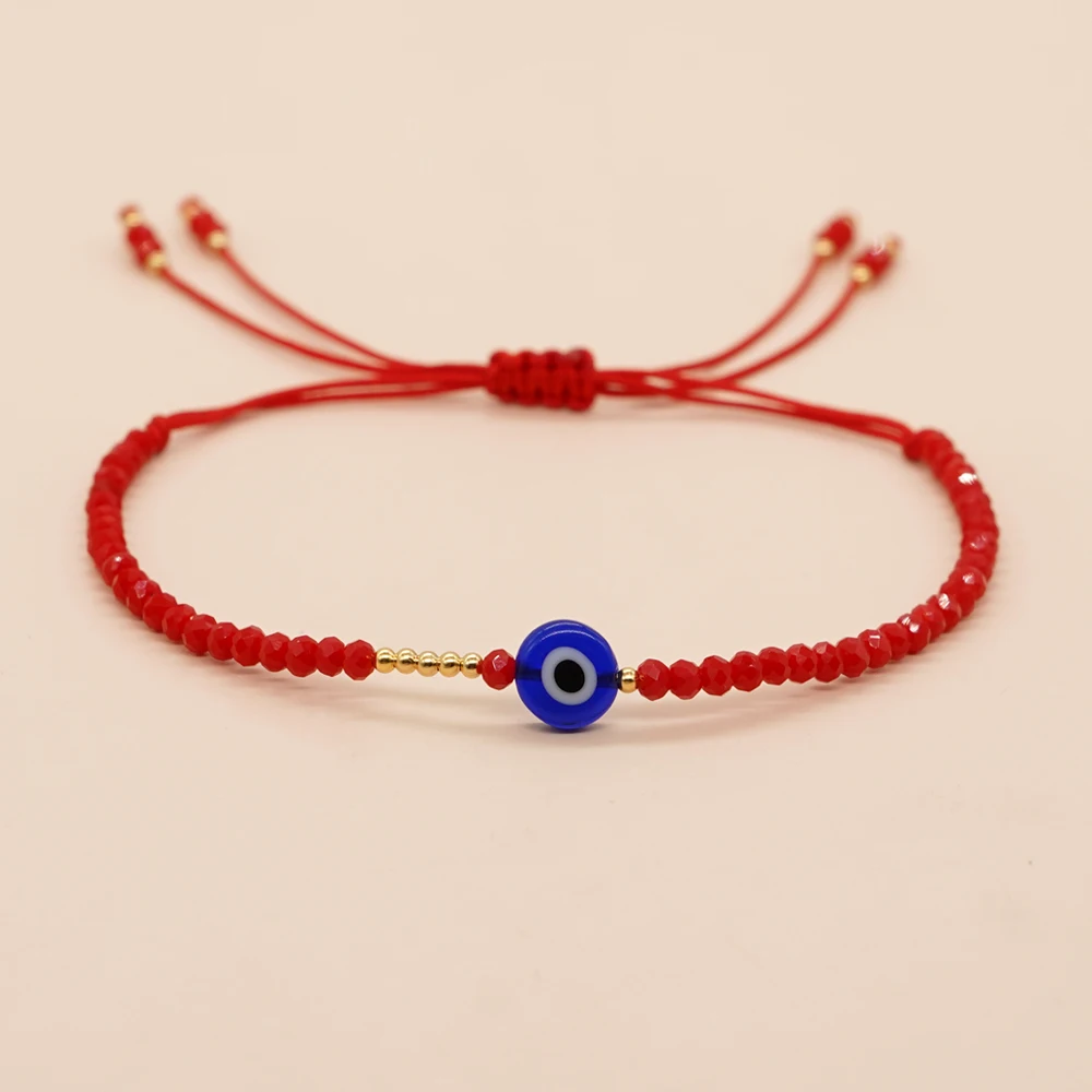 

Go2boho Evil Eye Bracelet Beaded Red Crystal Summer Friendship Lucky Bohemian Drawstring Fashion Jewelry Bracelets For Women