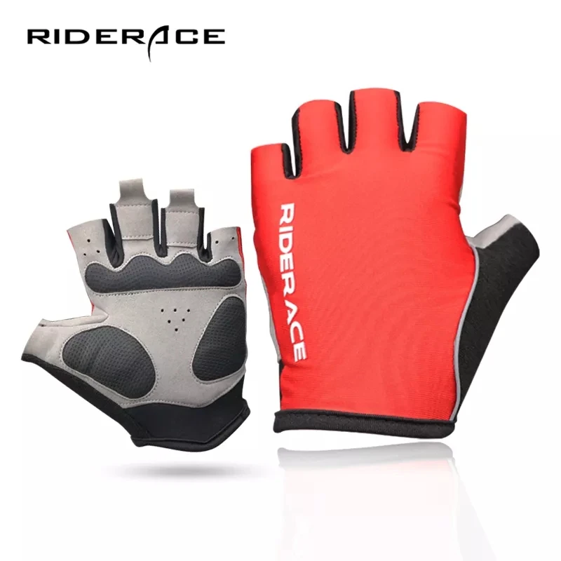 

Bicycle Glove Half Finger PU Leather Pad Gloves For Unisex Non-Slip MTB Cycling Breathable Washable Outdoor Sports MTB Gloves, Black,red