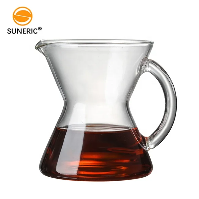 

Mini heat resistant pour over coffee brewer ear drip ice coffee glass pot glass coffee server