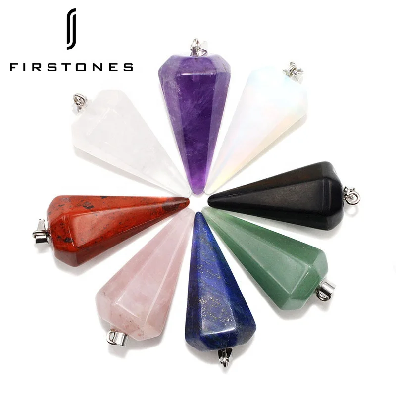 

Popular Natural Stone Tapered Crystal Pendulum Pendant Necklace Lucky Charm, Various