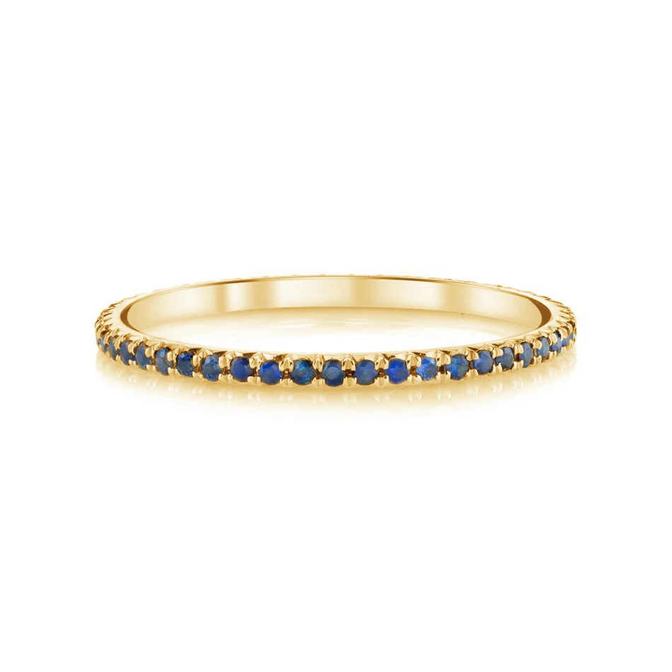 

hot sale jewelry 925 sterling silver fashion ring 18k gold plated blue stone sapphire eternity band ring