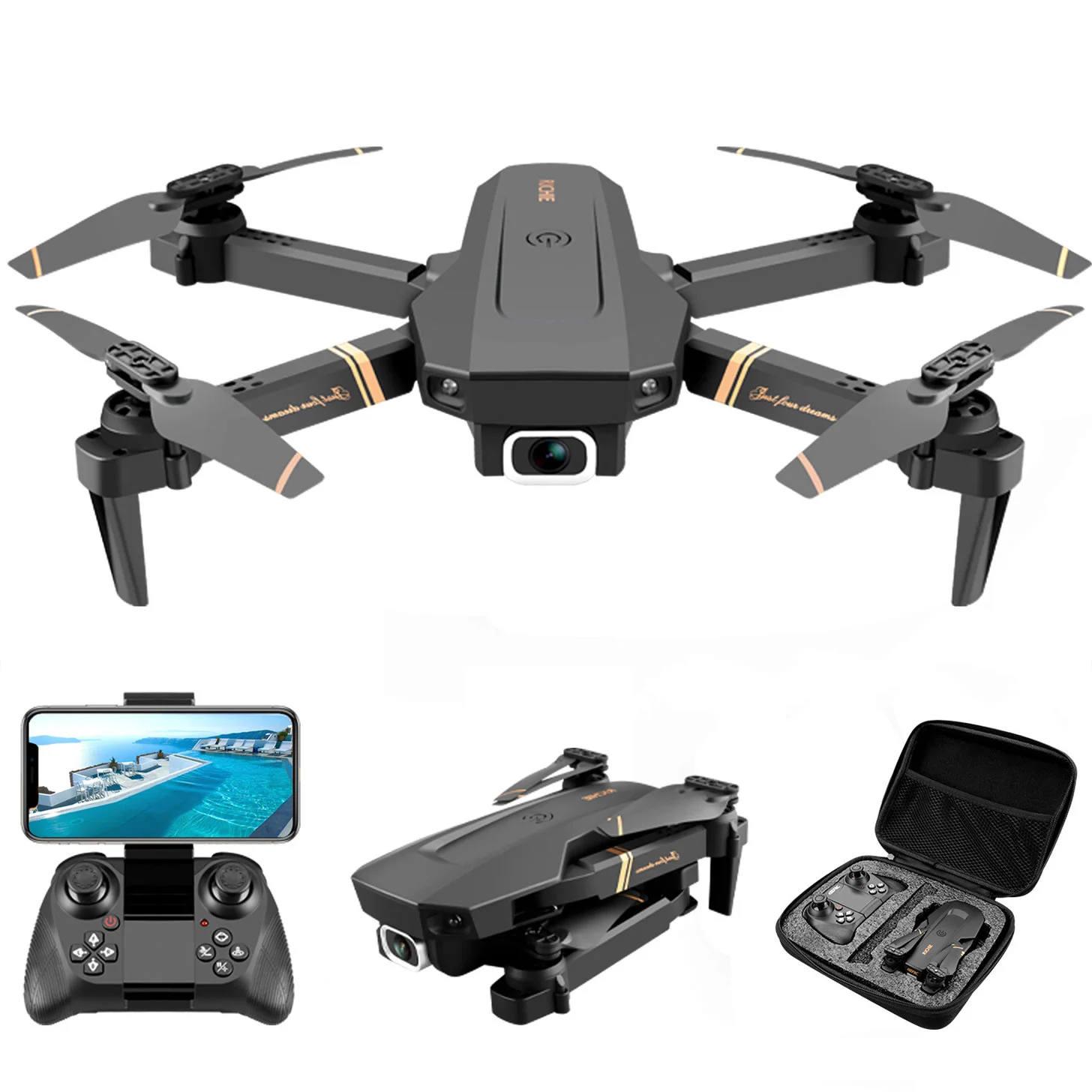 

High Quality V4 Rc Drone 4k HD Wide Angle Camera 1080P WiFi FPV Drone Dual Camera Quadcopter Real-time Transmission Helicopter