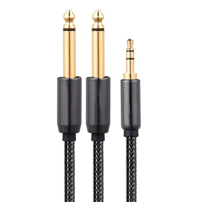 

3.5mm to Dual 6.5mm Cable Double 6.35mm Male 1/4 "Mono Jack to stereo 1/8" 3.5mm Jack aux Cord Adapter Jack Audio