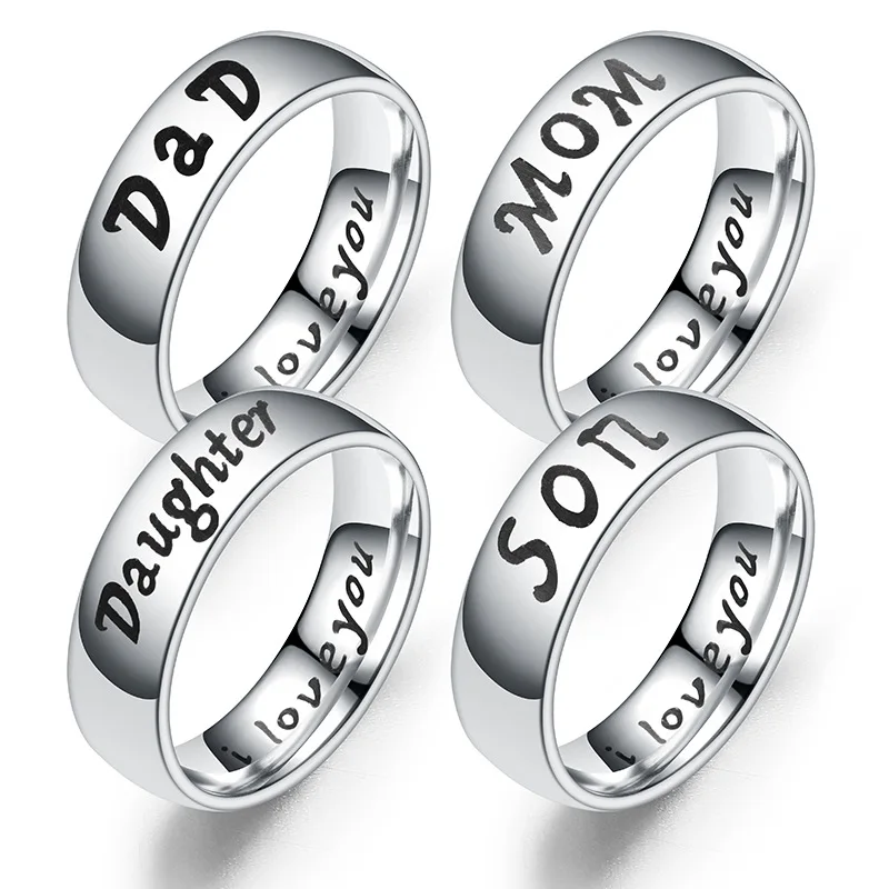 

Family Ring Stainless Steel Ring Fashionable And Affectionate Family Ring Jewelry For Decoration