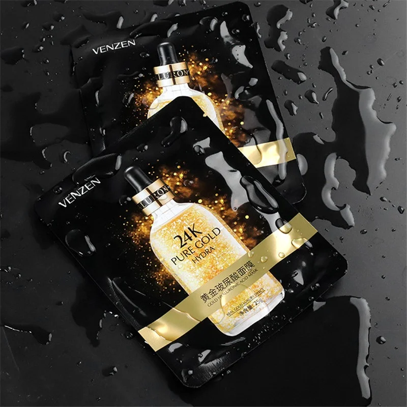 

Pure natural 24k Gold Hyaluronic Acid Facial Mask Moisturizing Shrinking Pores Refreshing Oil-Control OEM Private Label