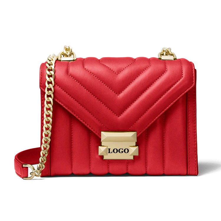 

Hot sale quilted leather latest design ladies crossbody chain bag pack women handbag purse, Customized