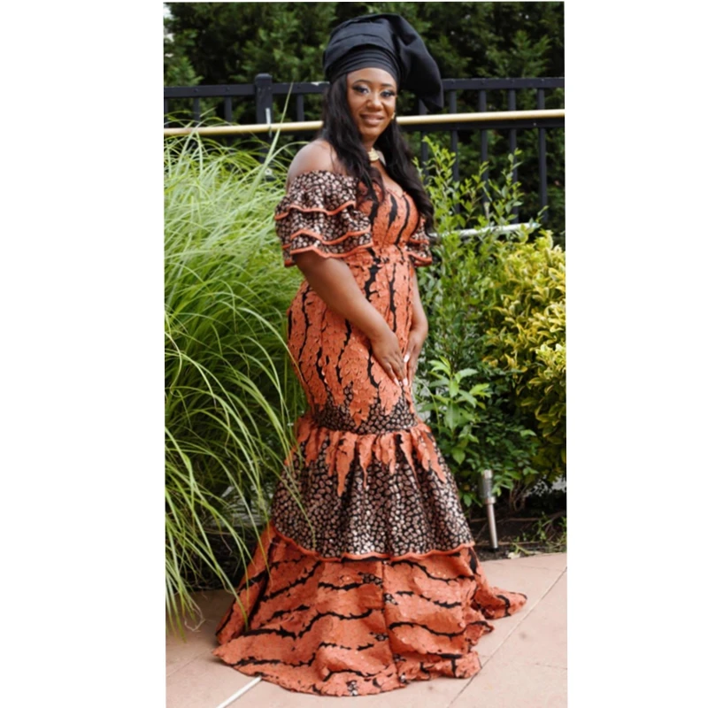 

Luxury African Women Wedding Sequins Lace Dress Embroidery African Lace Fabric For Party Dress 1798