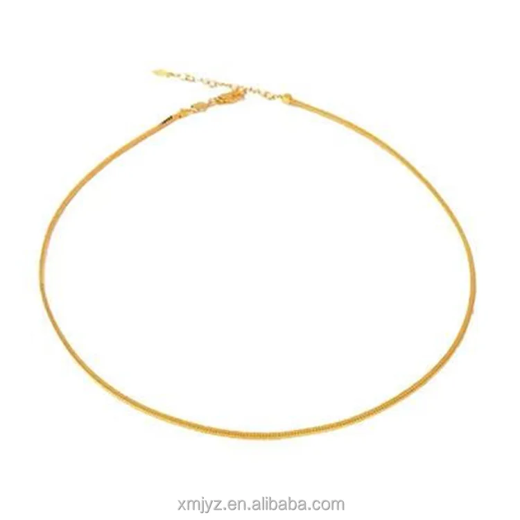 

Certified 18K Gold Necklace Flat Snake Bone Chain AU750 Elegant Color Gold Adjustable Necklace Female Wholesale