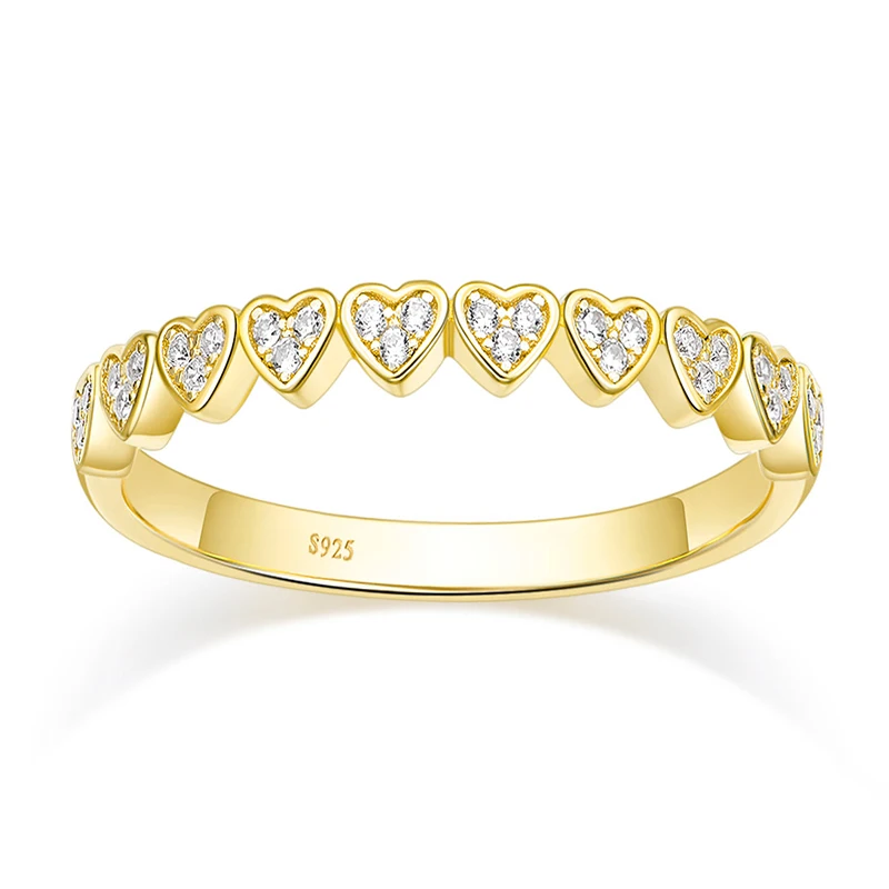 OLAN Best Selling 14K Gold Plated 925 Sterling Silver Ring Moissanite Wedding Band VVS1 Eternity Stackable Ring for Women