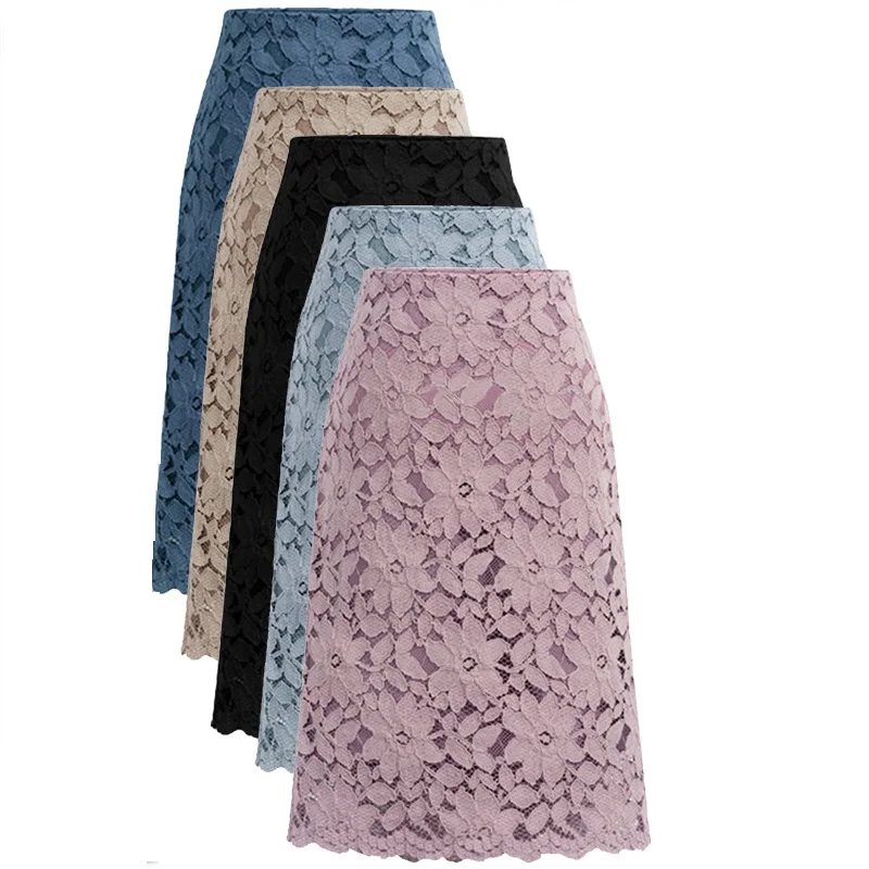 

Spring Summer Fashion 5 Color S to 6XL Women Lace Skirt Plus Size Skirts