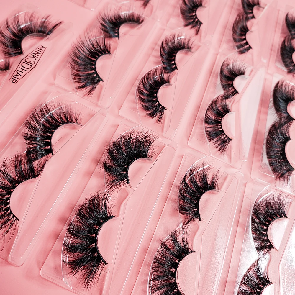

wholesale full strip fluffy lashes fiber false lashes3d vendor luxury 3d 25mm mink eyelash with customized boxes packaging