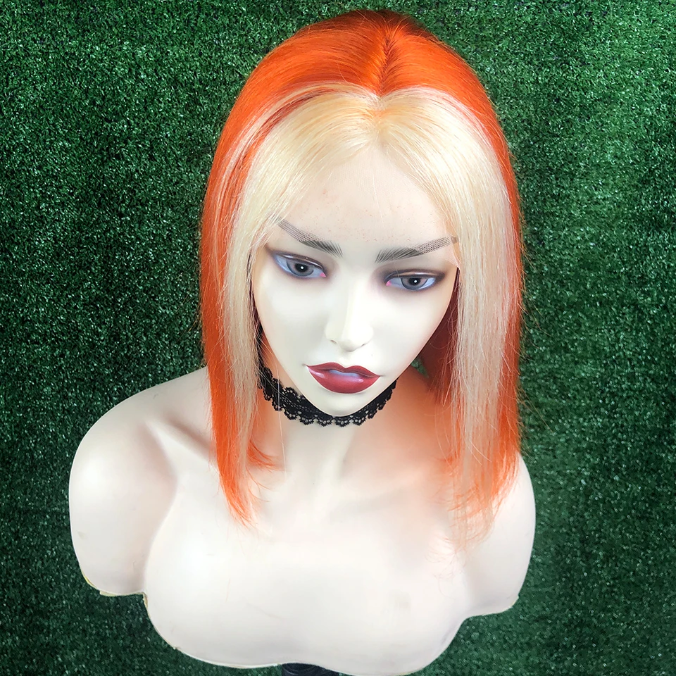 

Ombre Orange and Blonde Bob Wig Wholesale Human Hair Cuticle Aligned Curly Wave Lace Front Wigs for Black Women