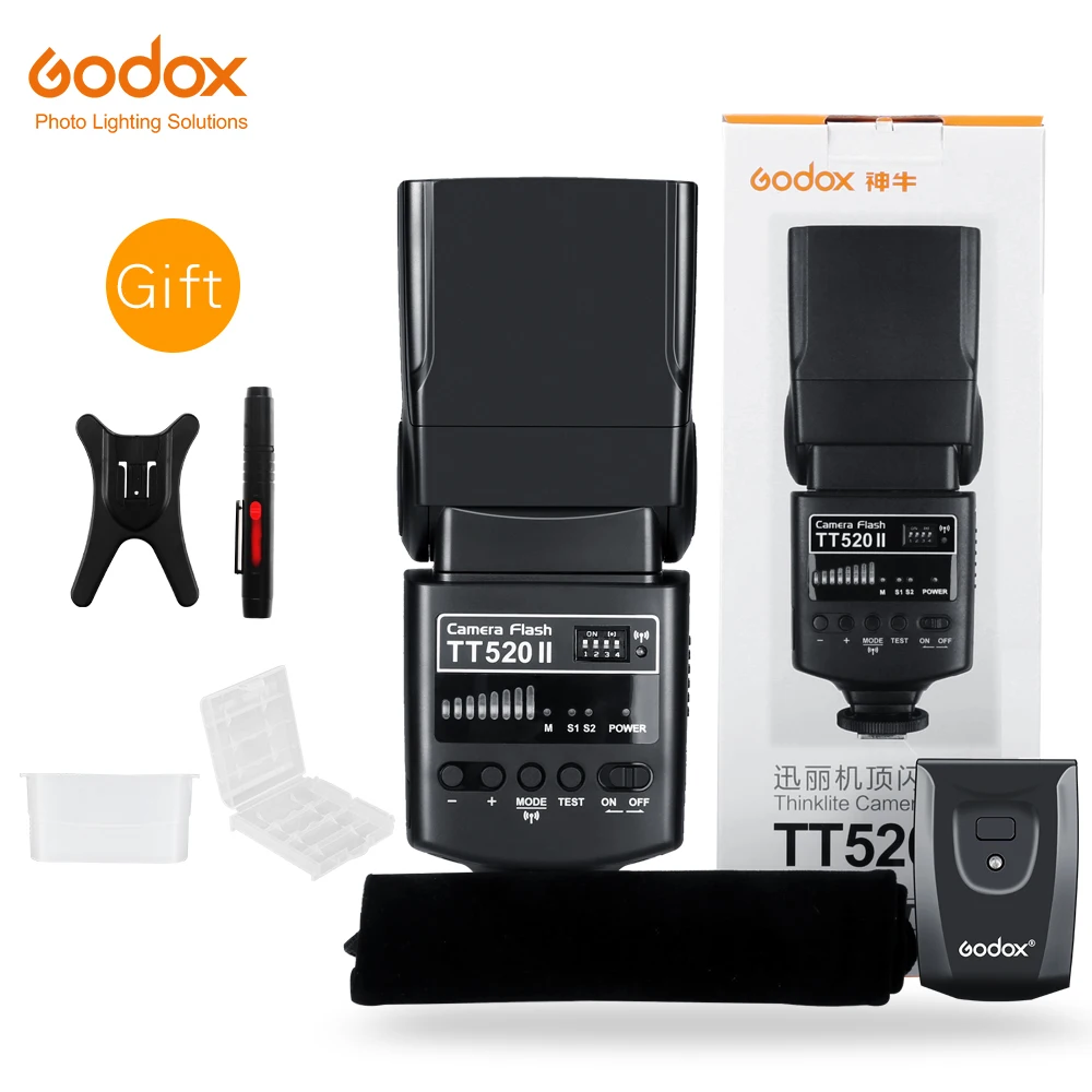 

Godox Thinklite Camera Flash TT520II with Build-in 433MHz Wireless Signal for Canon Nikon Pentax Sony Fuji Olympus DSLR Cameras