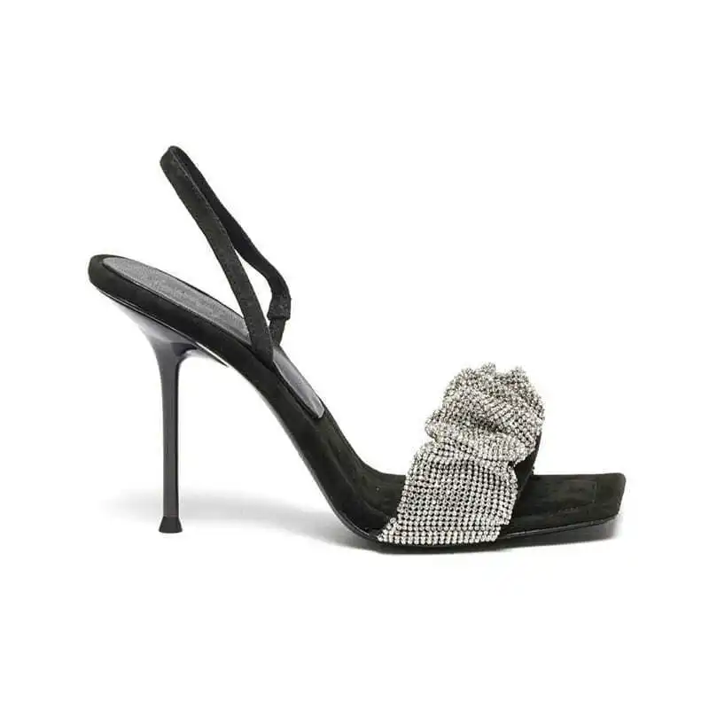 

Square Toe Rhinestone Stilettos Party Ladies Trending Slippers Women Slippers Heels Outdoor