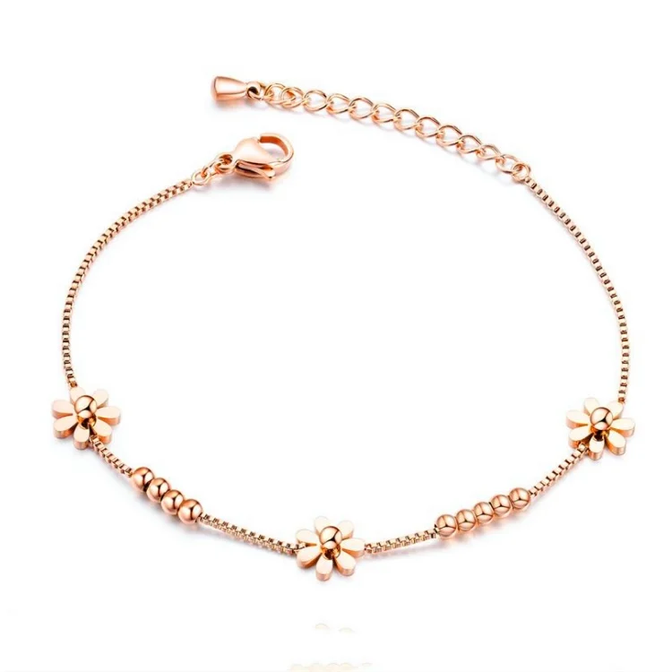 

Minimalist jewelry Designer charms daisy flower gold plated stainless steel bracelet for women girls