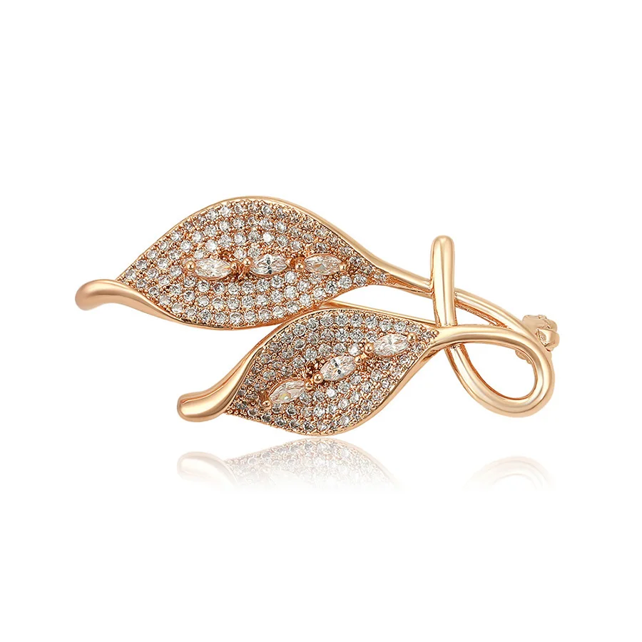

brooches-587 Xuping fashion free shipping 18 k gold plated Christmas Promotions Leaves Women Brooch Jewelry