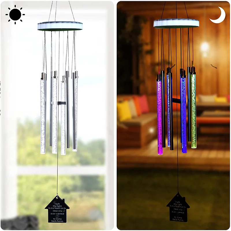 

2022 Hanging Crafts Campanula Solar Powered Wind Chime Bells Outdoor Garden Decor solar wind chimes, Colorful