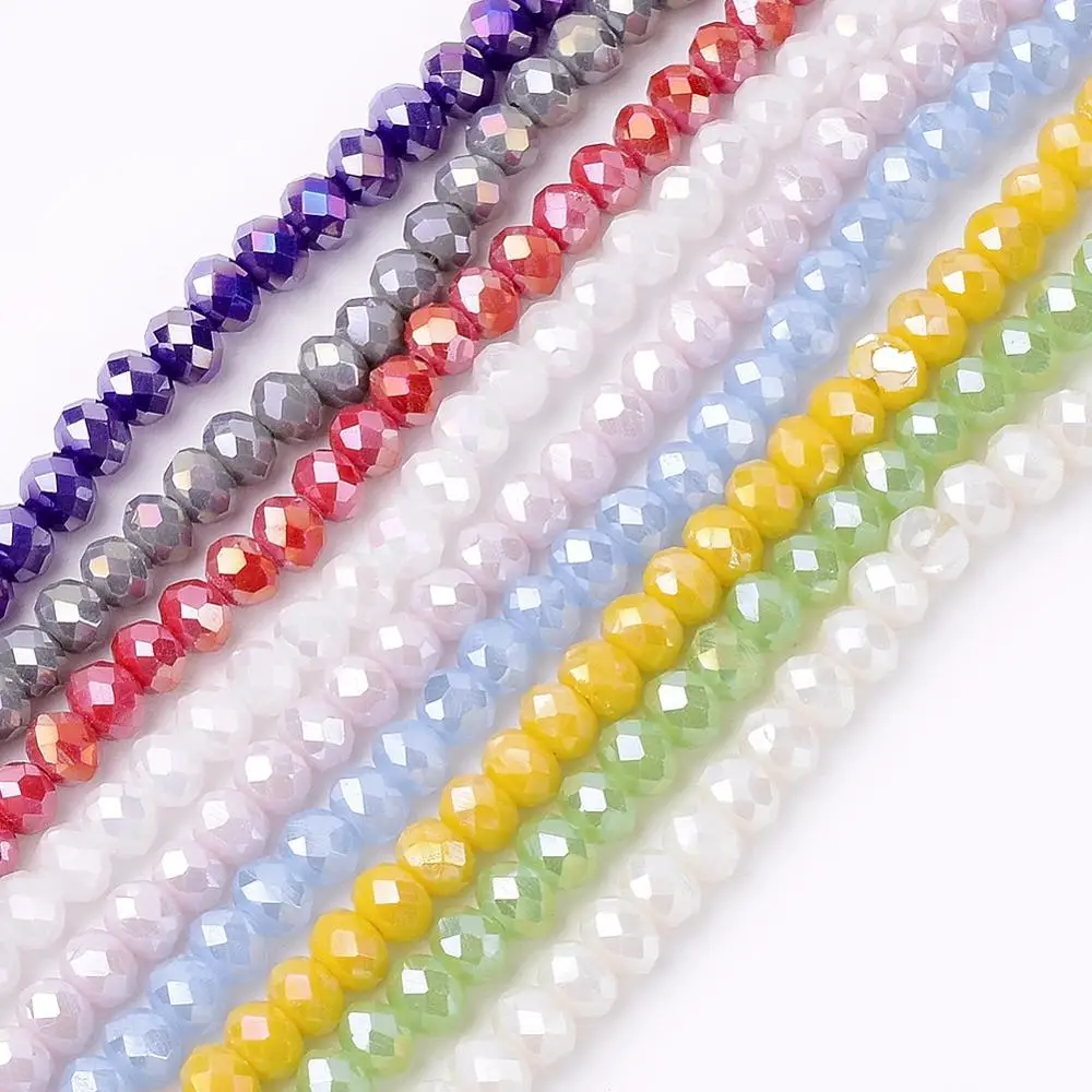 

PandaHall 4mm AB Color Faceted Rondelle Electroplate Glass Beads