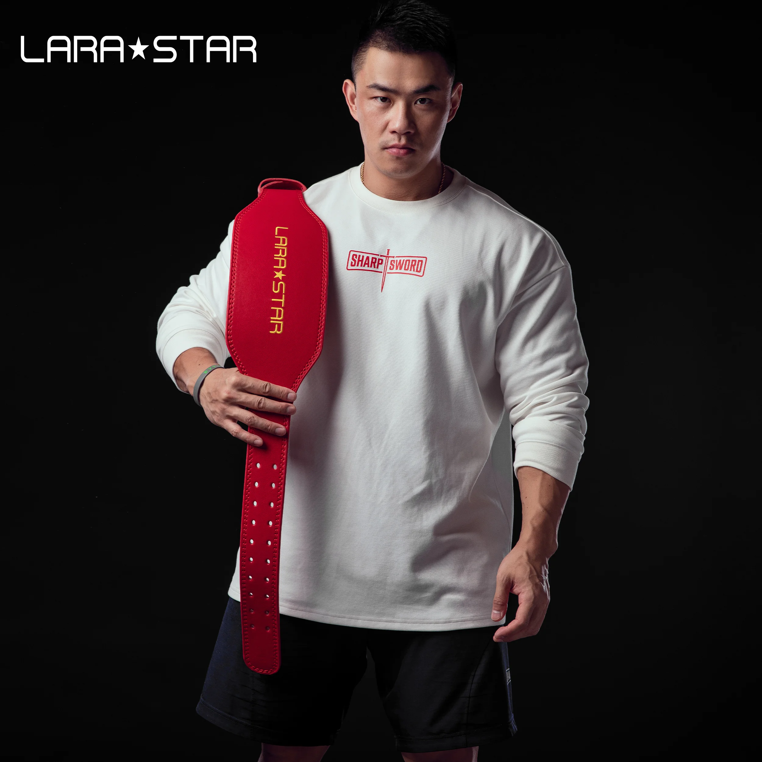 LS0852 Embroidery Men's Leather Belt Weightlifting Squat Use Belt for Men Leather