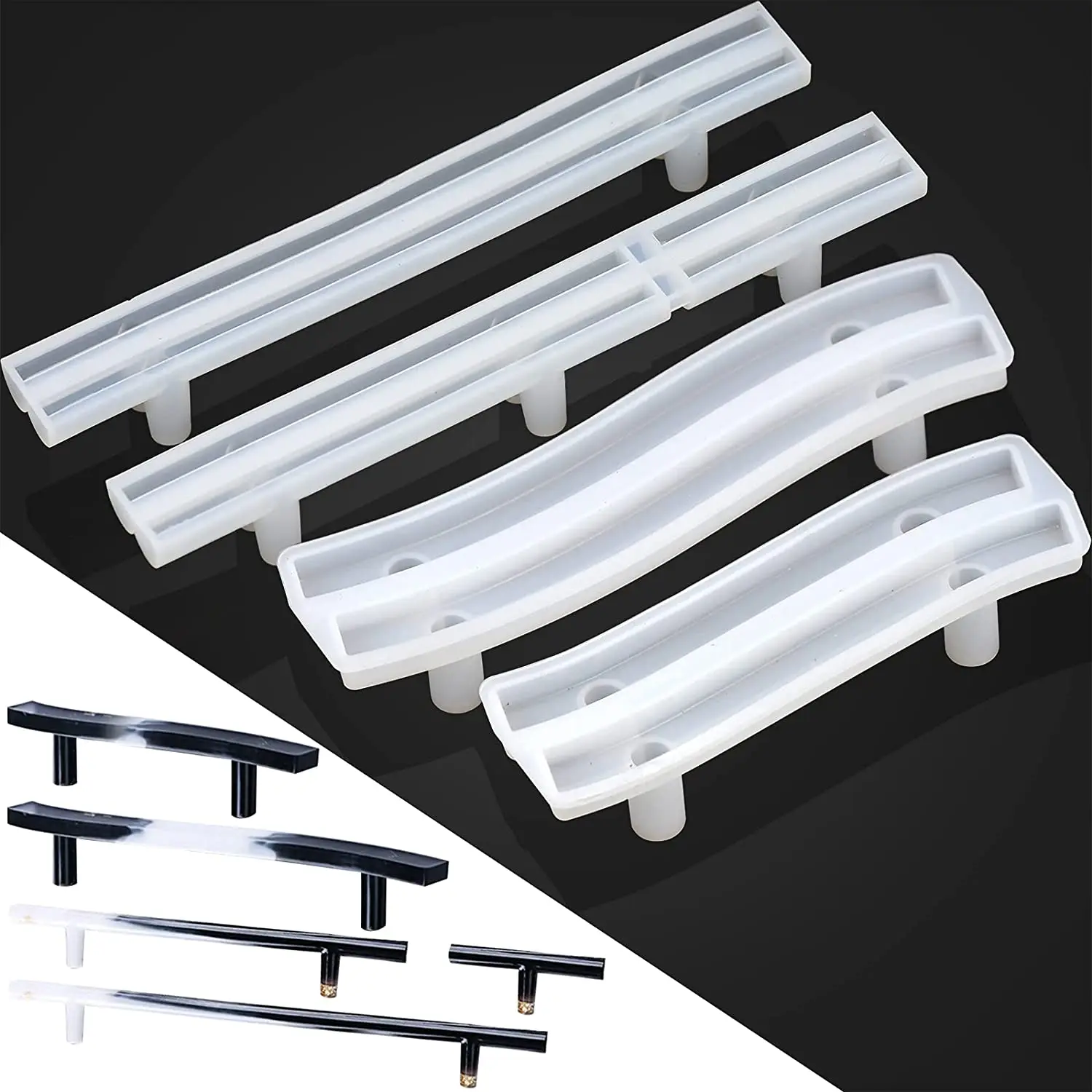 

4Pcs DIY Tray Handles Silicone Molds Tray Handle Resin Mold Silicone Resin Casting Tray Molds Handles Home Decoration, White
