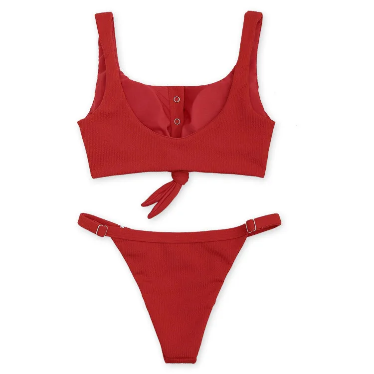 

2021 New Solid Color Open Back Women'S Swimwear Fashion Split Bikini Swimsuit, Customized color