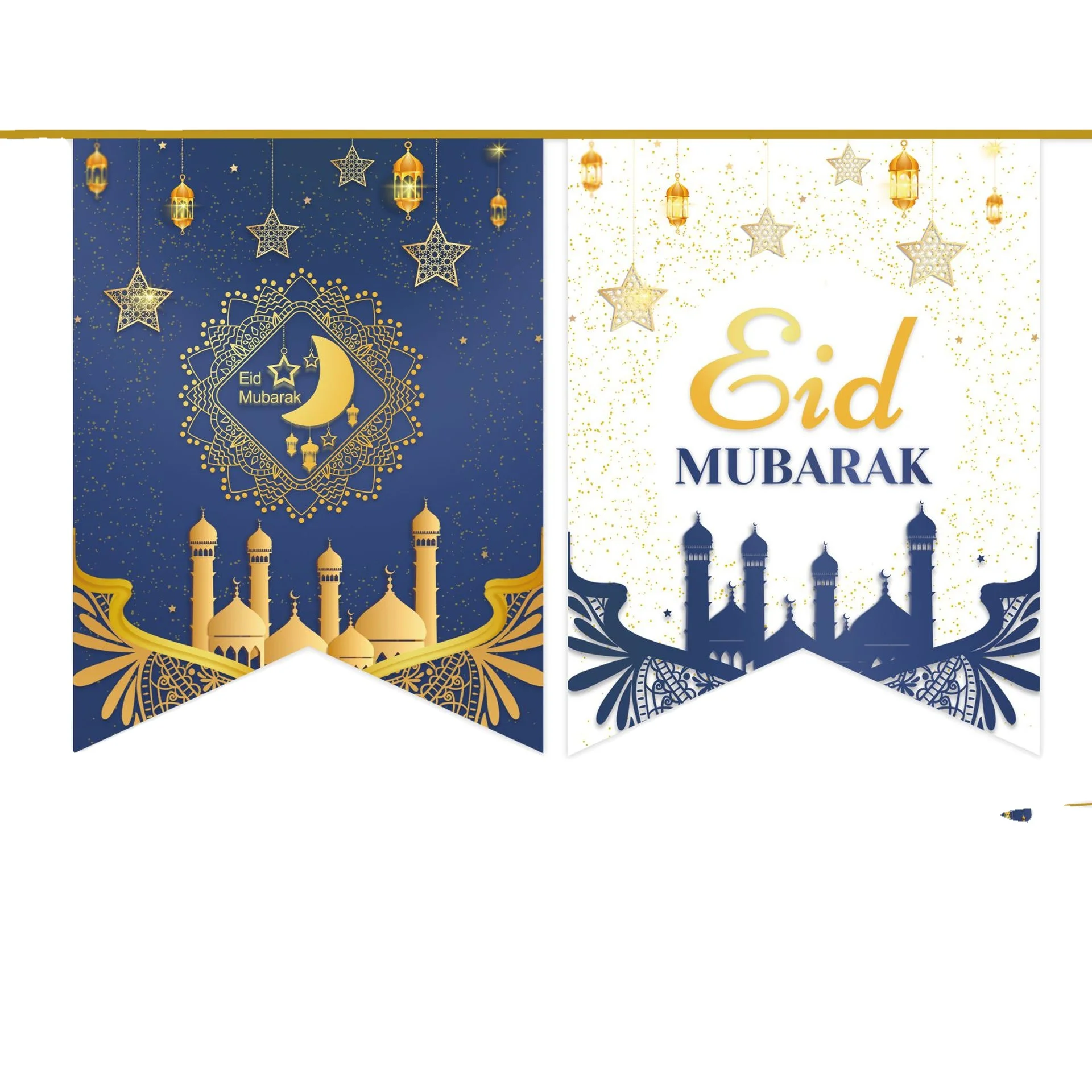 

Happy Eid Party Decorations Ramadan Kreem Festival Supplies Moon Star Lantern Garland Decor Eid Mubarak Banner