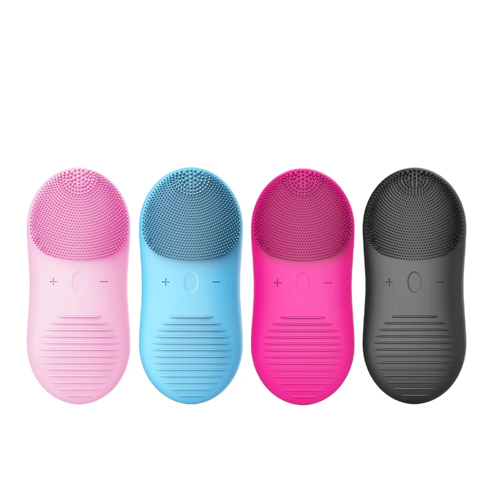 

Waterproof premium silicone sonic deep cleaning vibrating ultrasonic facial brush, Pink,blue,black,rose red